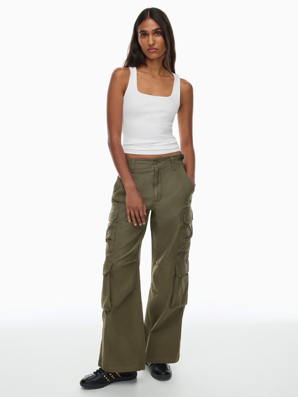 TNA Olive Green Wide Leg Cargo Pants